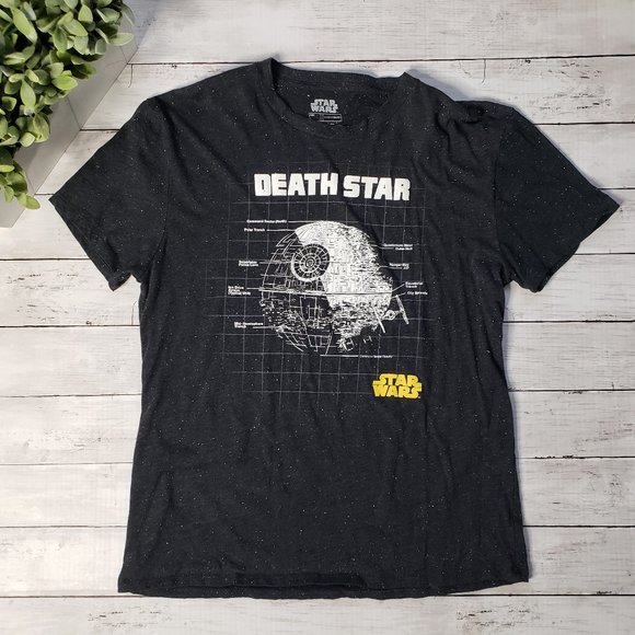 FIFTH SUN Star Wars Death Star Schematic Black Tee T-shirt LARGE - Picture 1 of 8